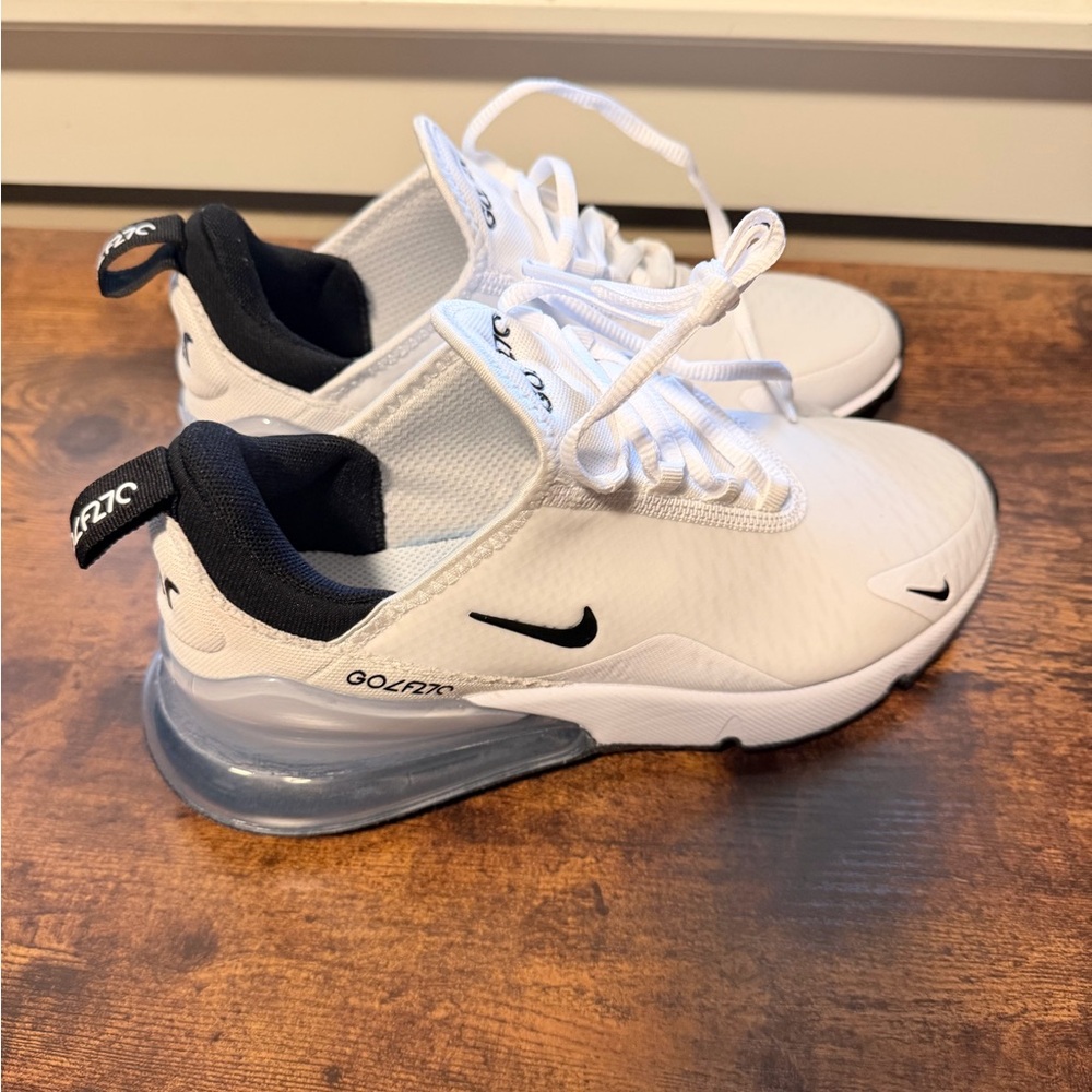 Nike White and Black Air Max 270 golf shoes